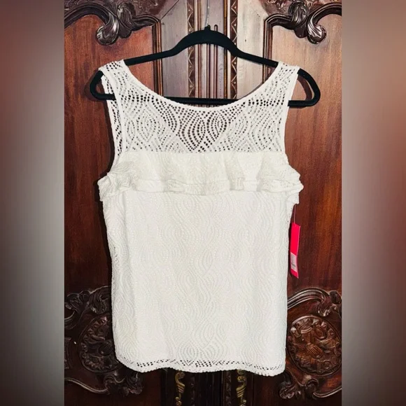 NWT Lilly Pulitzer White Lace Ruffle Janine Tank Top - Picture 3 of 7